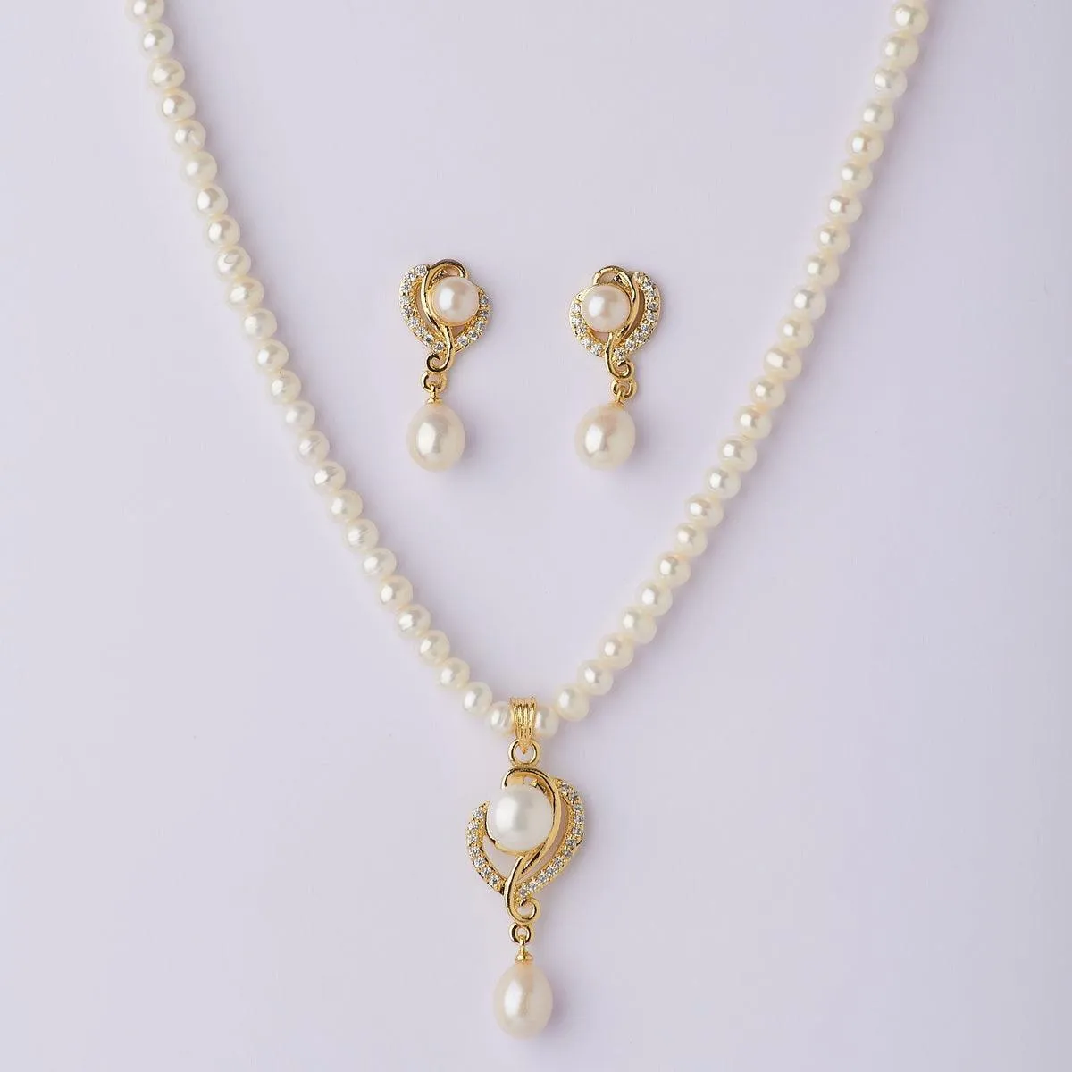 Elegant Real Pearl Necklace Set