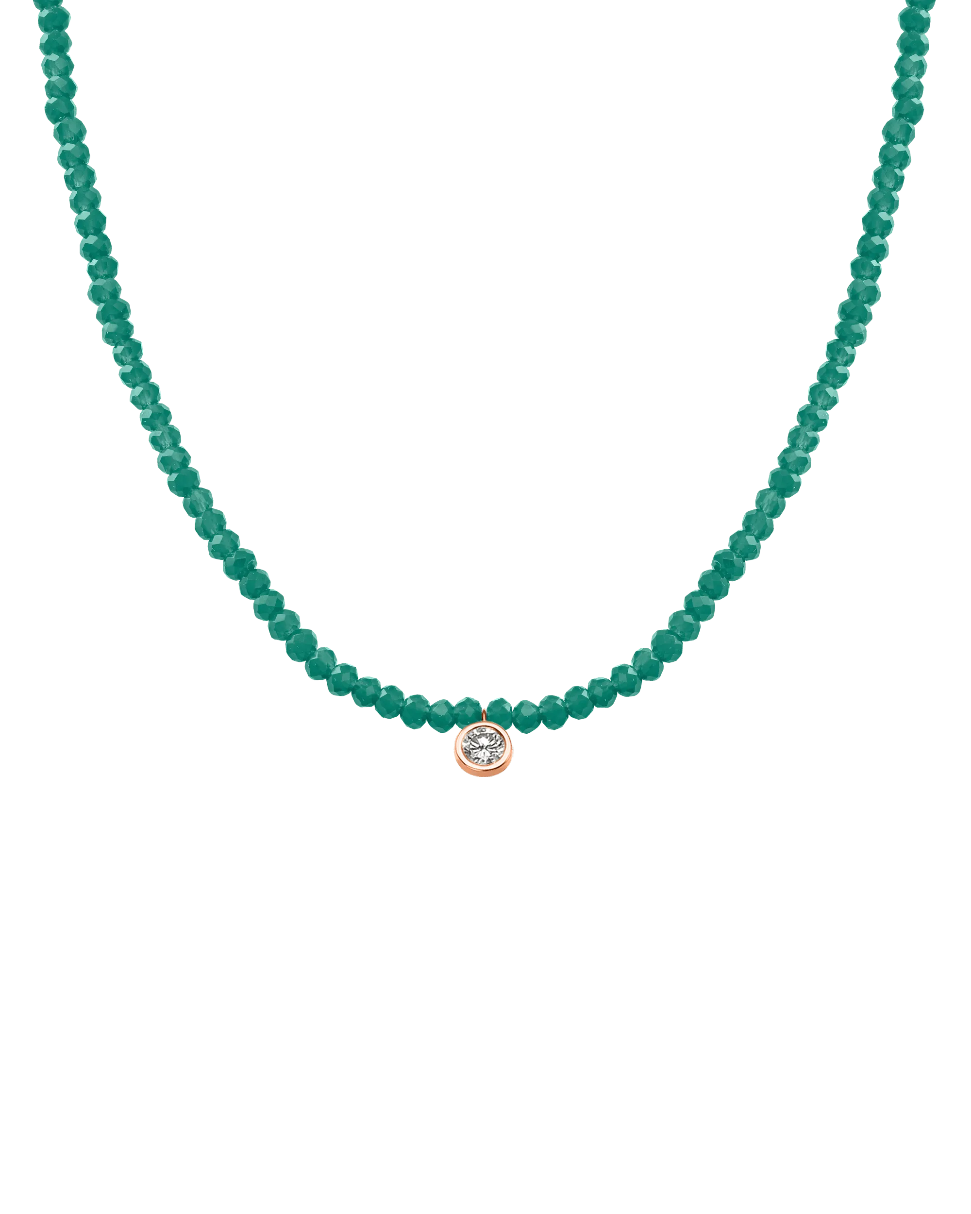 Emerald Gemstone & Diamond Necklace - 14K Rose Gold