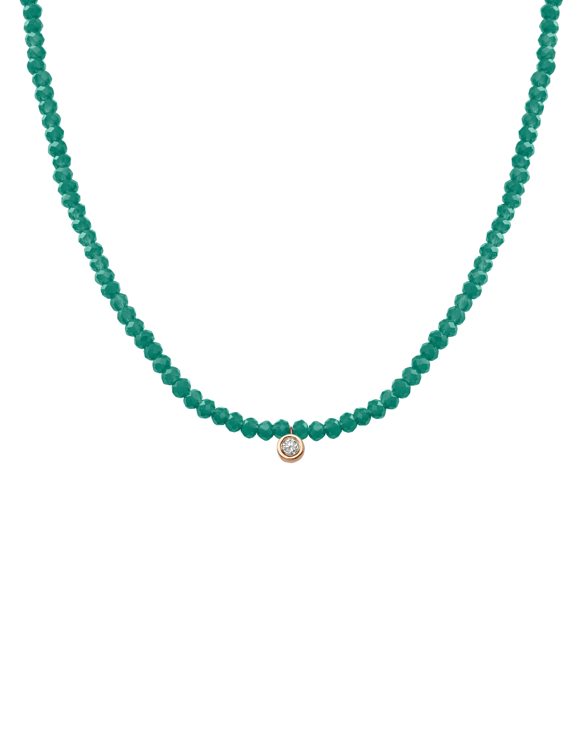 Emerald Gemstone & Diamond Necklace - 14K Rose Gold