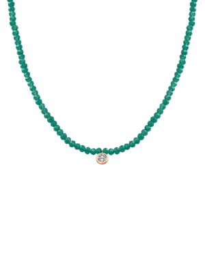 Emerald Gemstone & Diamond Necklace - 14K Rose Gold