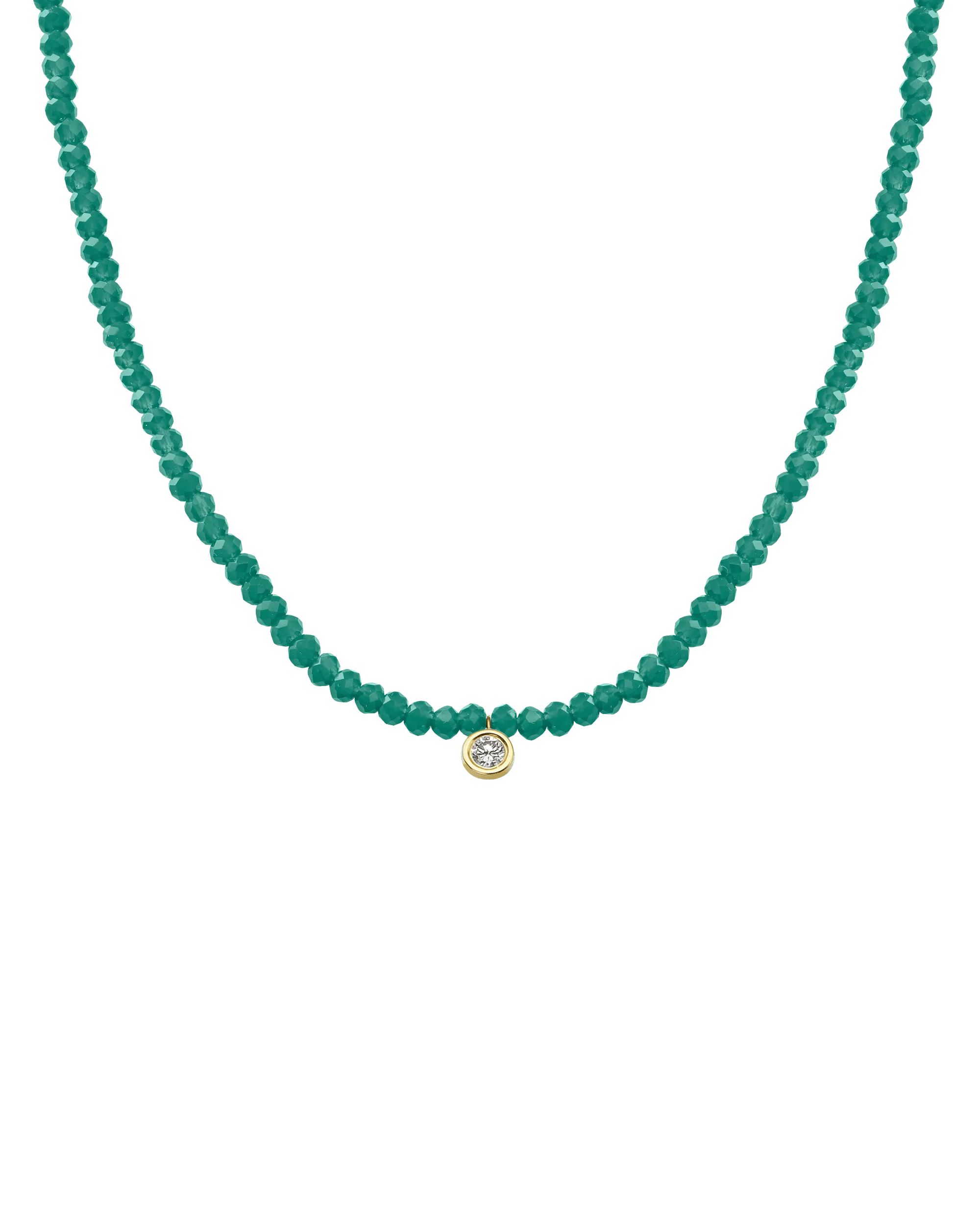 Emerald Gemstone & Diamond Necklace - 14K Yellow Gold