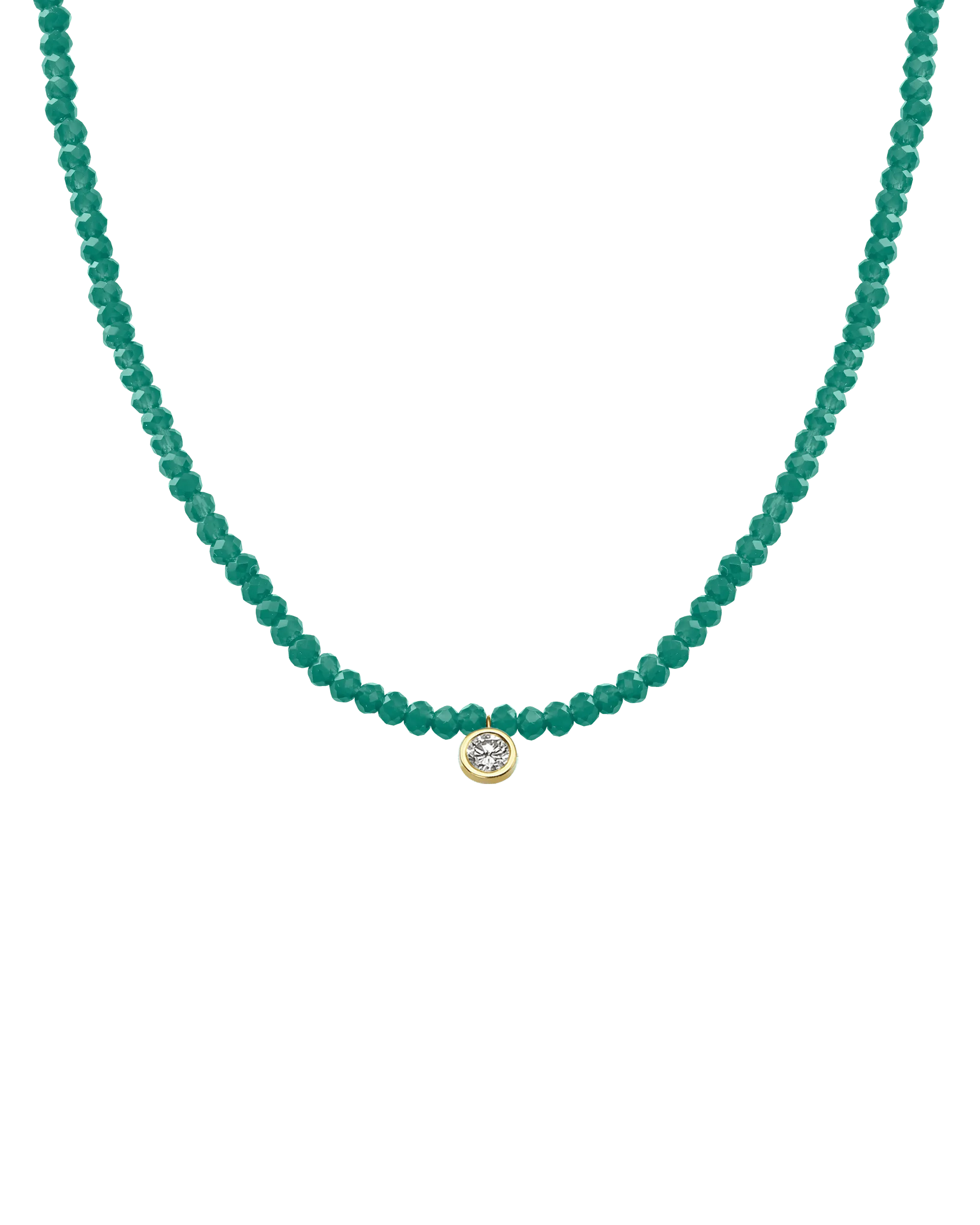 Emerald Gemstone & Diamond Necklace - 14K Yellow Gold