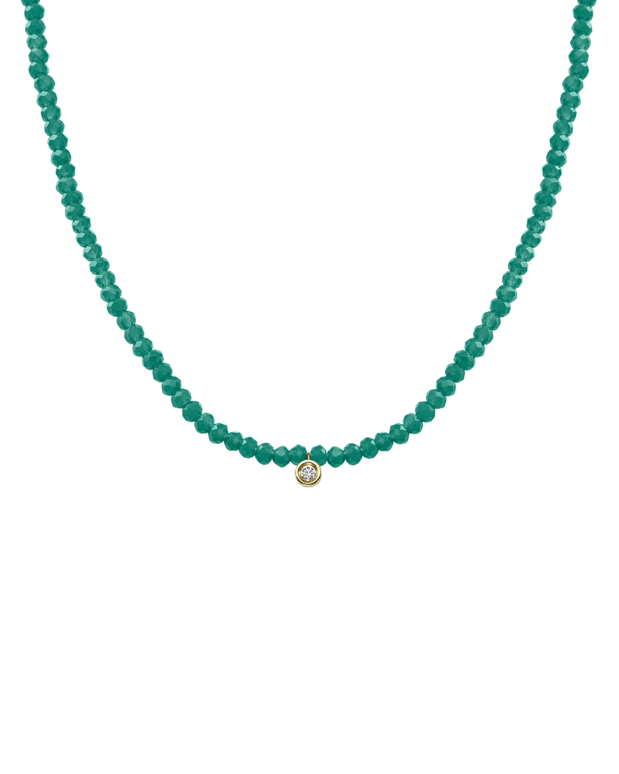 Emerald Gemstone & Diamond Necklace - 14K Yellow Gold