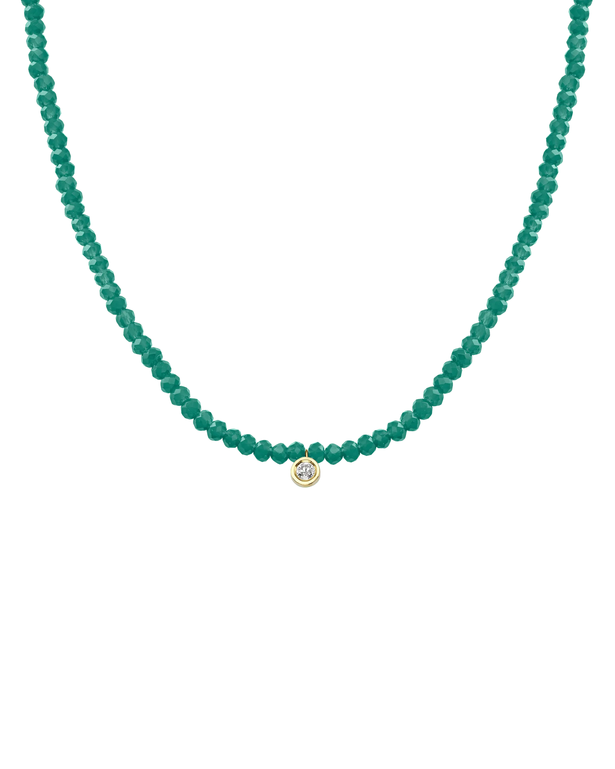 Emerald Gemstone & Diamond Necklace - 14K Yellow Gold