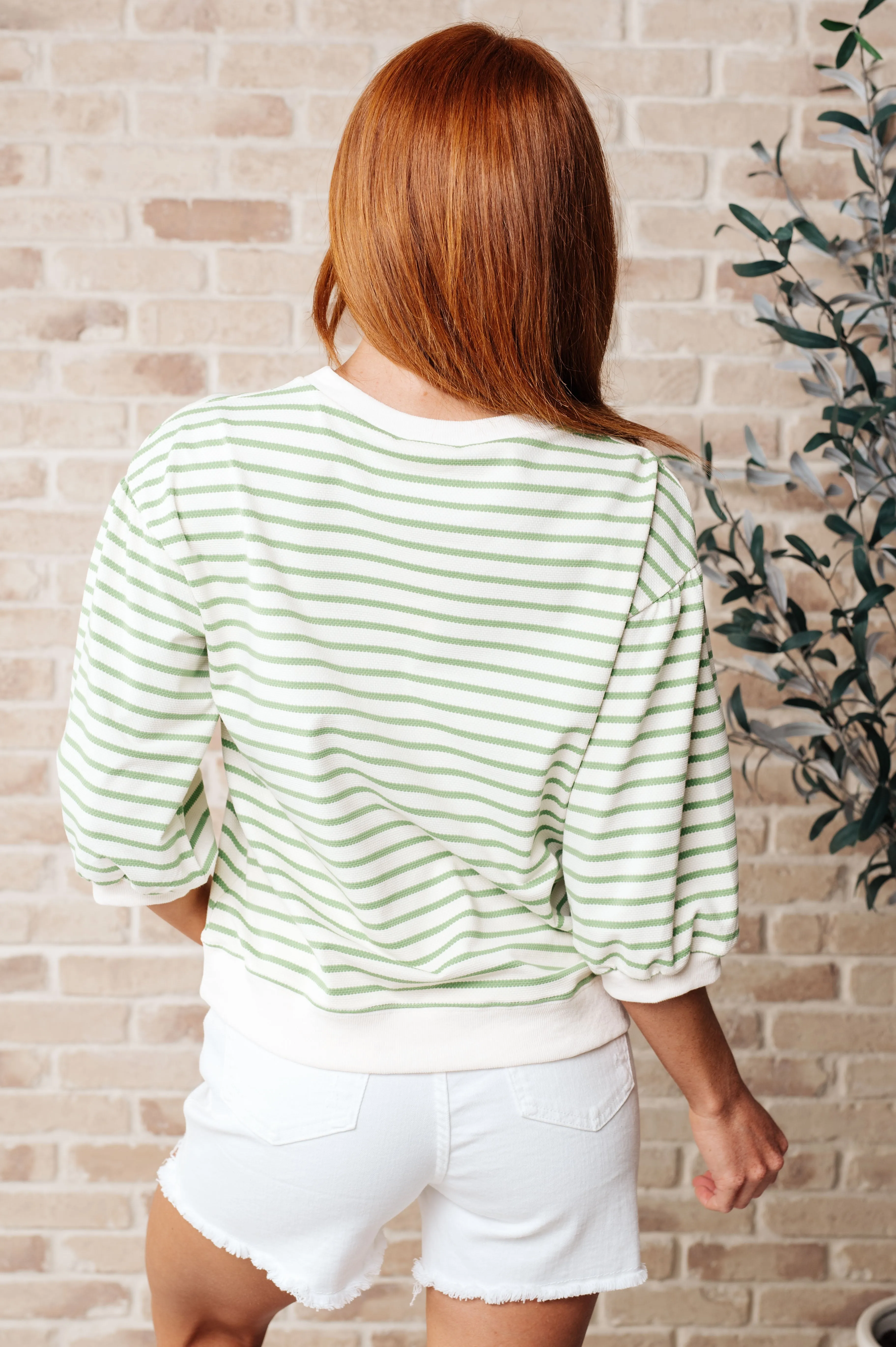 Enrichment Time Striped Top in Lime and White