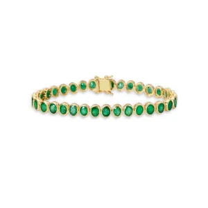 Fancy Oval Shape Emerald Bracelet (9.89 ct.) in 14K Gold