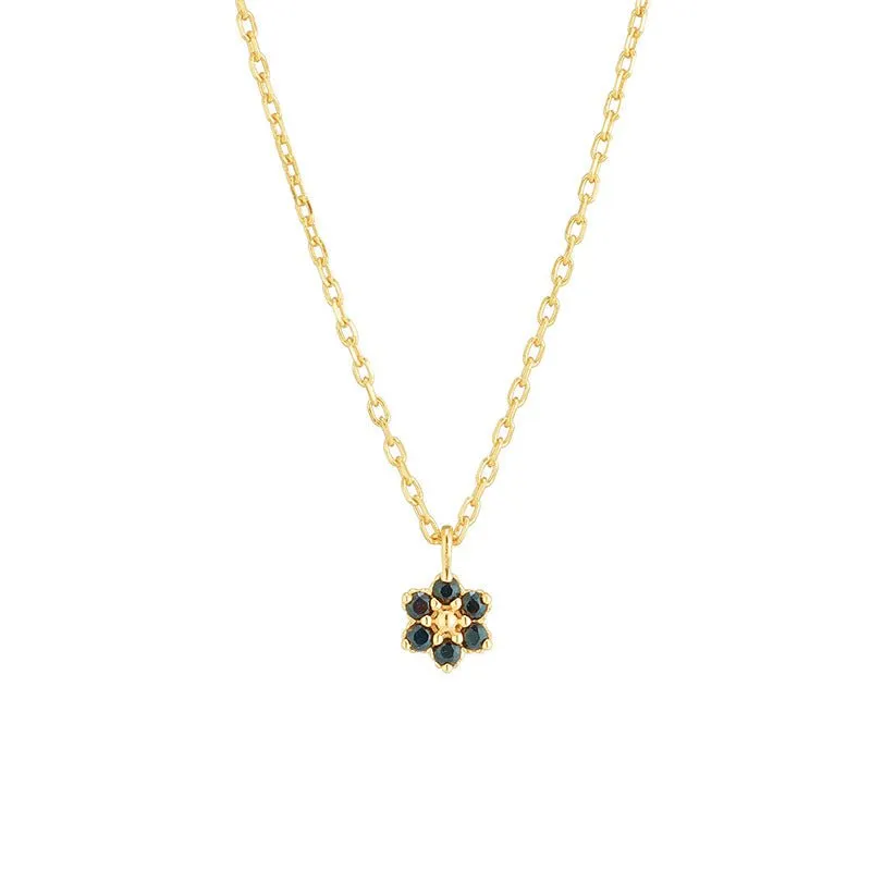 French Retro Flower Onyx Necklace