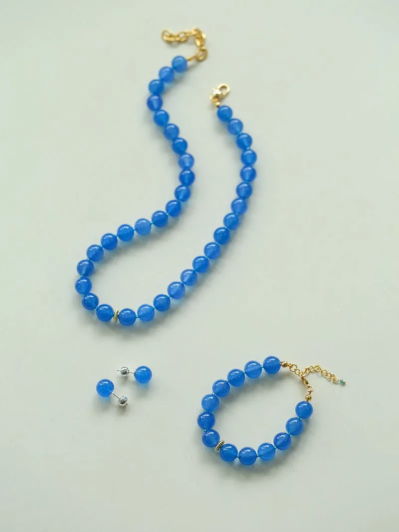 Glacier Blue Onyx Small Fresh Beaded Necklace