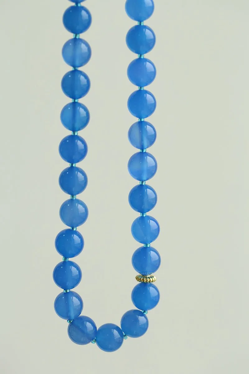 Glacier Blue Onyx Small Fresh Beaded Necklace