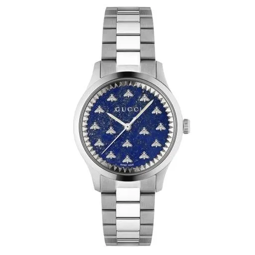 Gucci G-Timeless Steel Lapis Bee Motif Dial 32mm