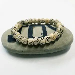 Hand Carved Bone Bead Bracelet