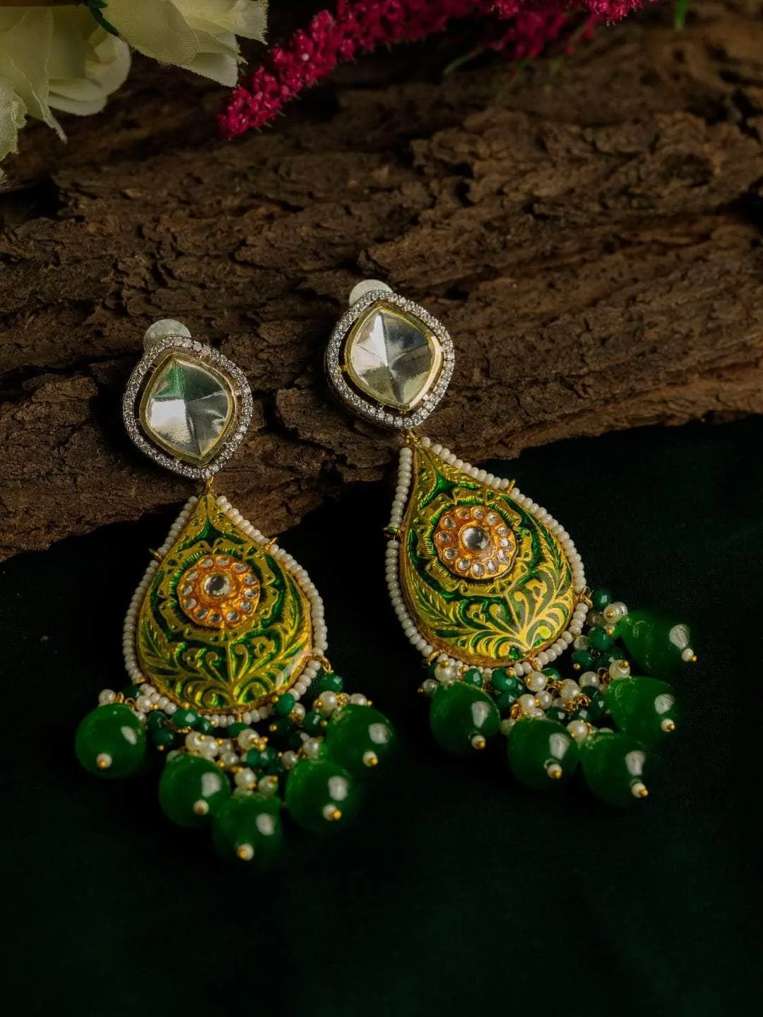 Hand Painted Meenakari Monalisa Beeds Earring