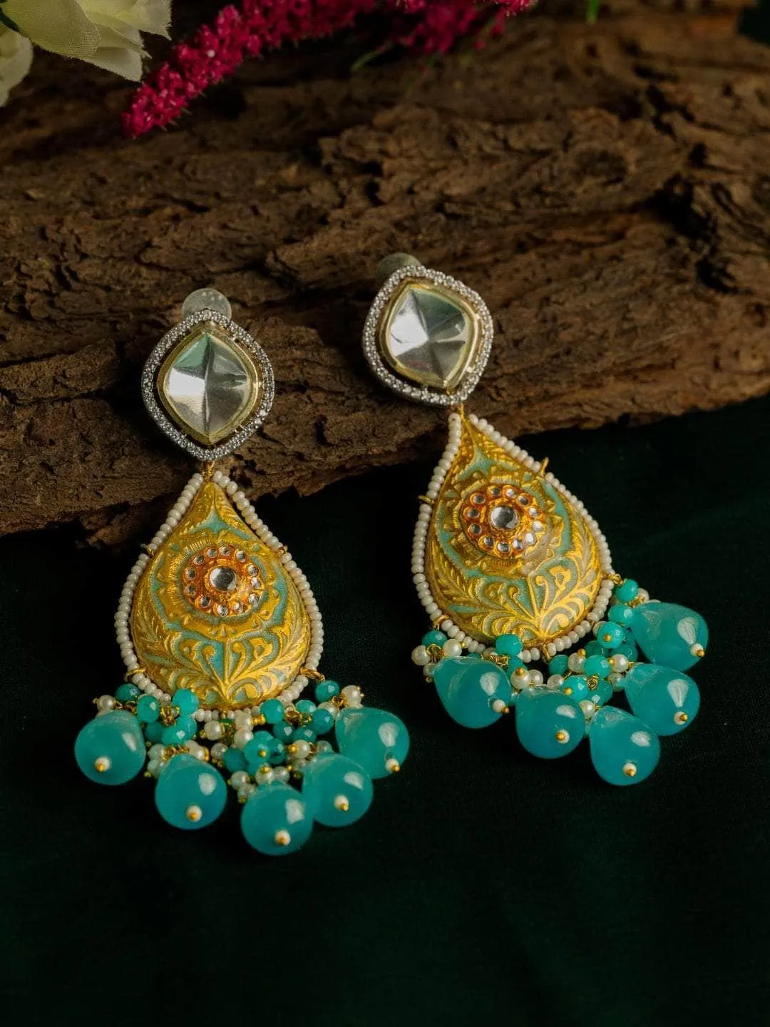 Hand Painted Meenakari Monalisa Beeds Earring