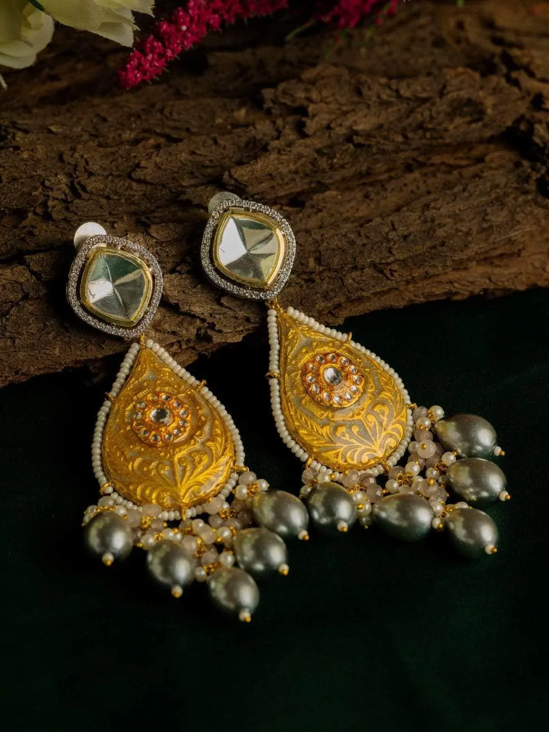 Hand Painted Meenakari Monalisa Beeds Earring