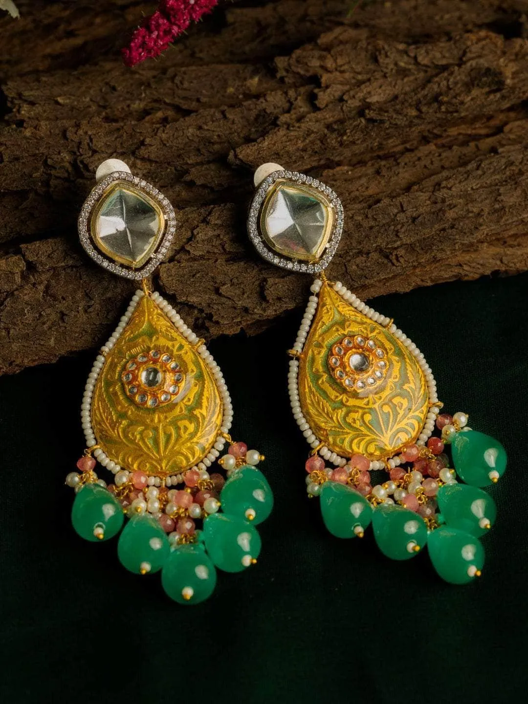 Hand Painted Meenakari Monalisa Beeds Earring