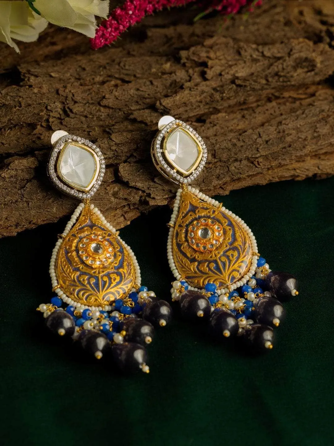 Hand Painted Meenakari Monalisa Beeds Earring