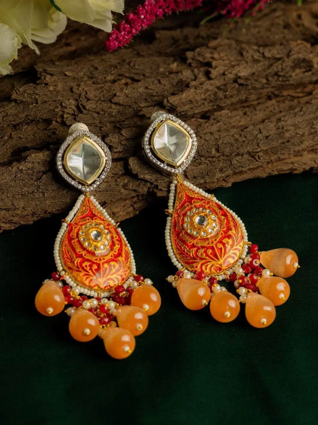 Hand Painted Meenakari Monalisa Beeds Earring