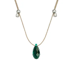 HyeVibe Crystal Necklace - Emerald on Silver by &Livy