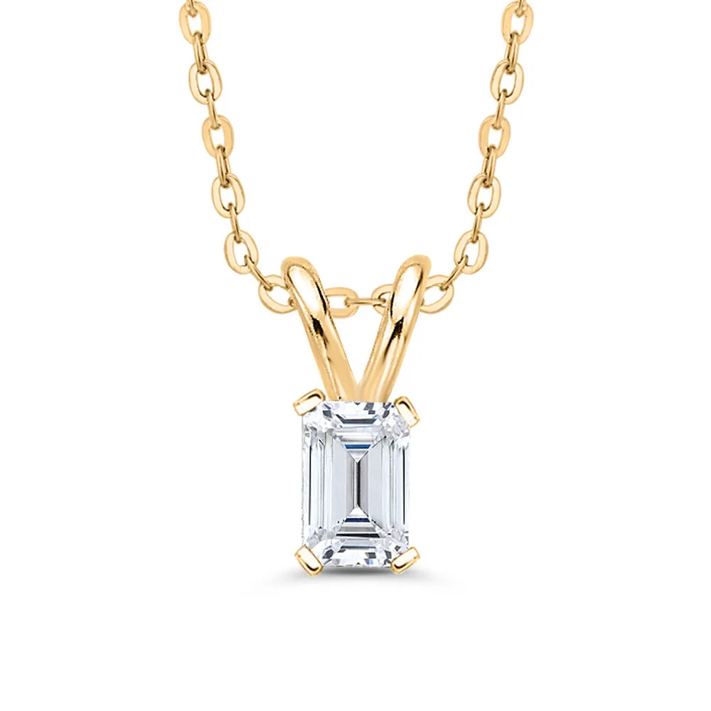 IGI Certified 1.01 ct. D - SI1 Emerald Cut Lab Grown Diamond Solitaire Pendant Necklace in 14K Gold