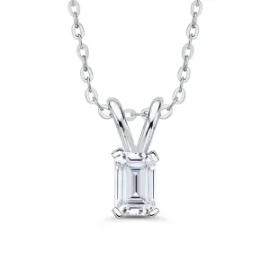 IGI Certified 1.01 ct. D - SI1 Emerald Cut Lab Grown Diamond Solitaire Pendant Necklace in 14K Gold