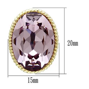 IP Gold(Ion Plating) Brass Earrings with Top Grade Crystal in Light Amethyst for Women Light Amethyst Stone Color Style GL258