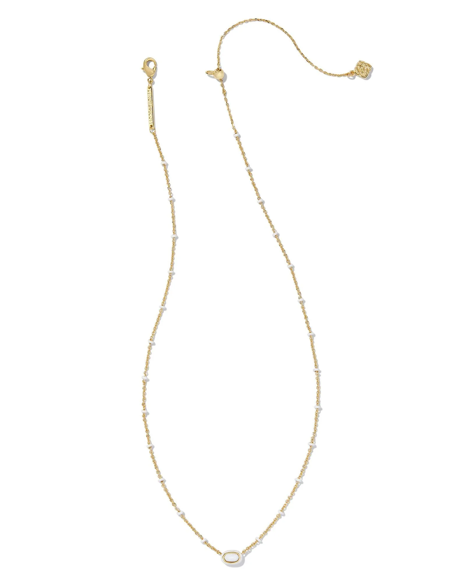 Kendra Scott Mini Elisa White Enamel Frame Necklace