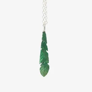 Kākāriki Feather Necklace - Handpainted Silver