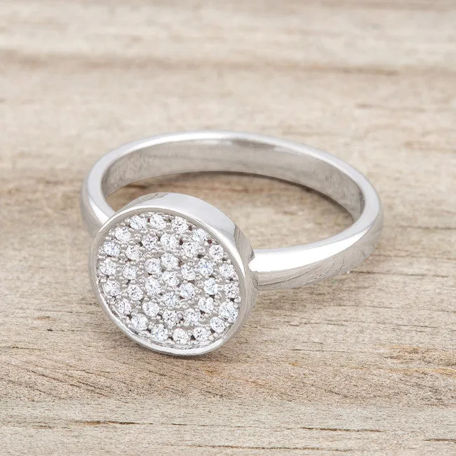 Krystal CZ Pave Circle Silvertone Ring | 0.2ct