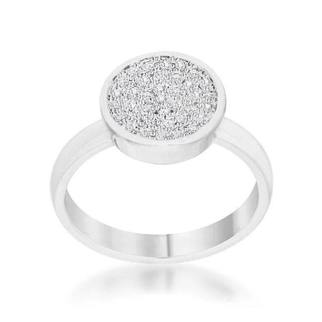 Krystal CZ Pave Circle Silvertone Ring | 0.2ct