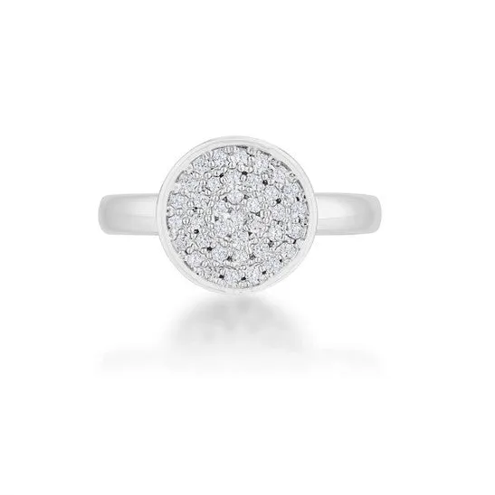 Krystal CZ Pave Circle Silvertone Ring | 0.2ct