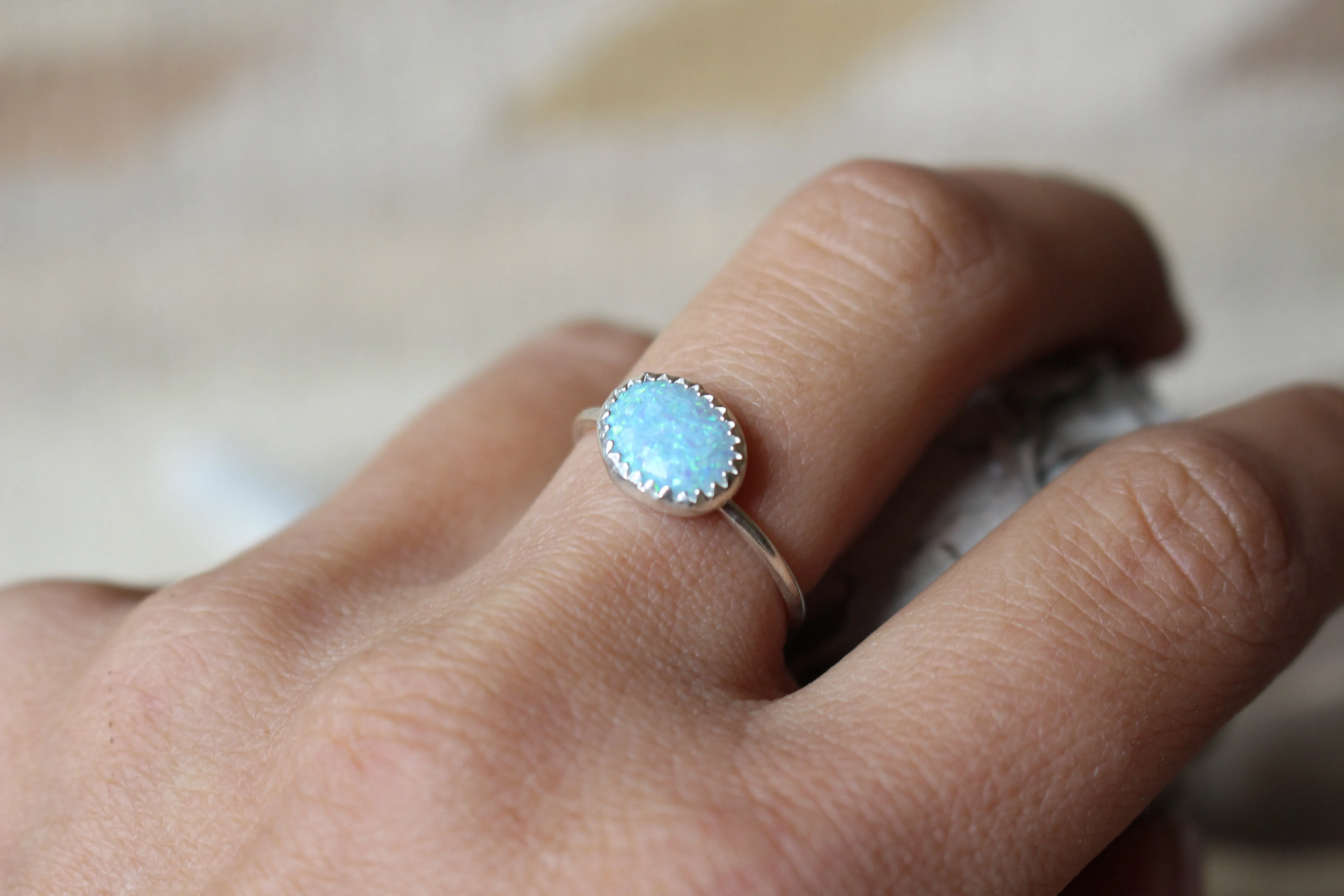 Light Blue Opal Ridge Ring