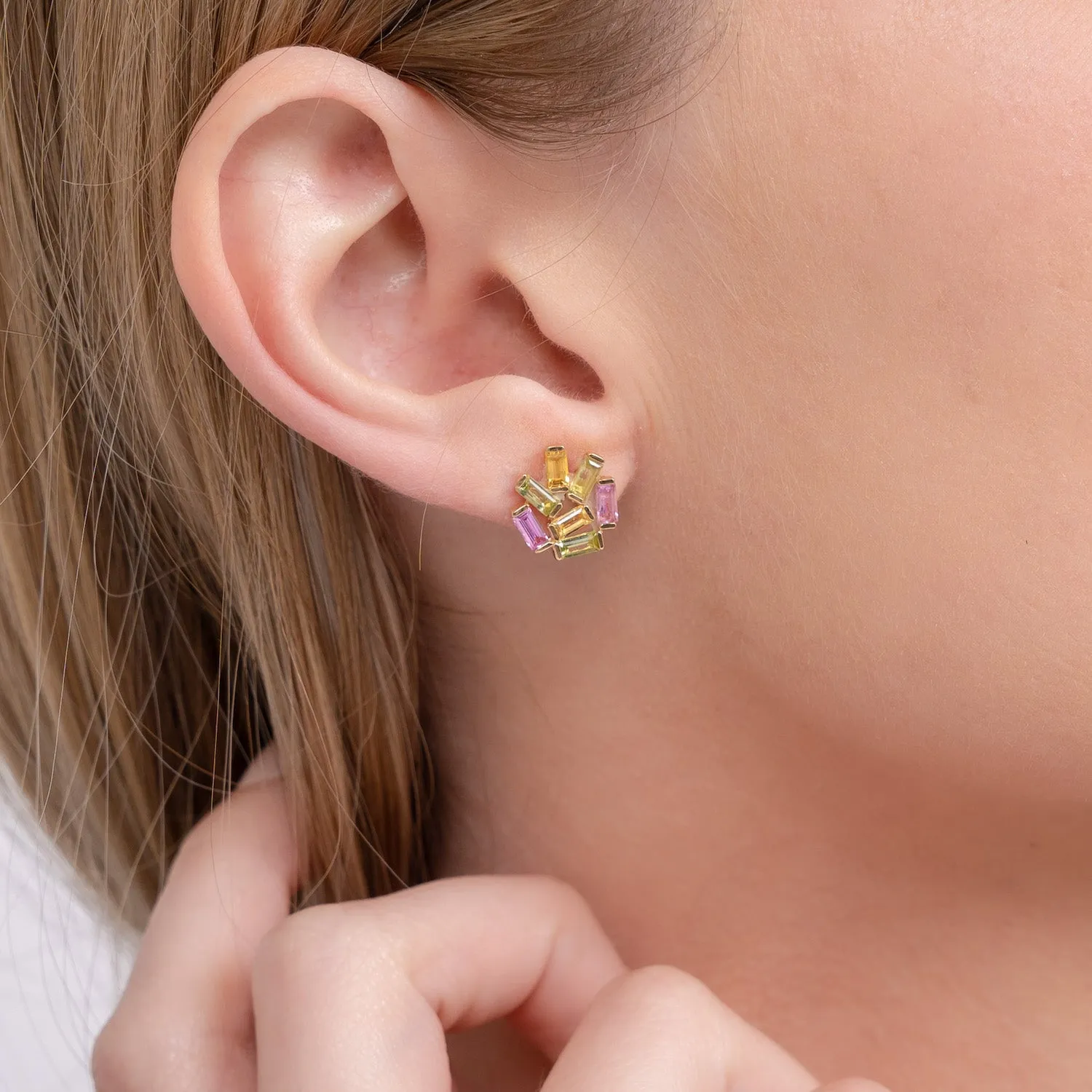 Medium Jubilation Studs: Peridot