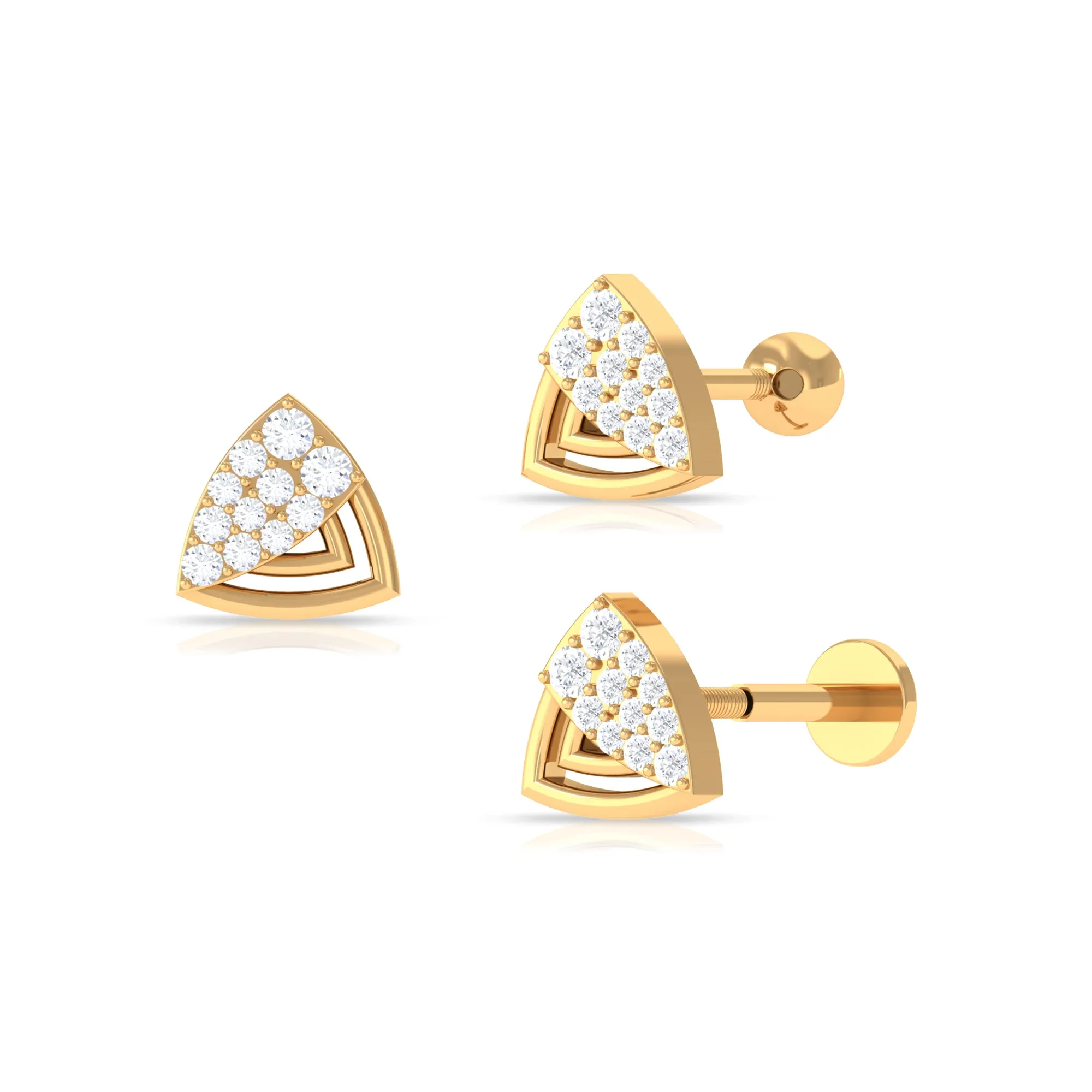 Minimal Moissanite Triangle Geometric Helix Earring