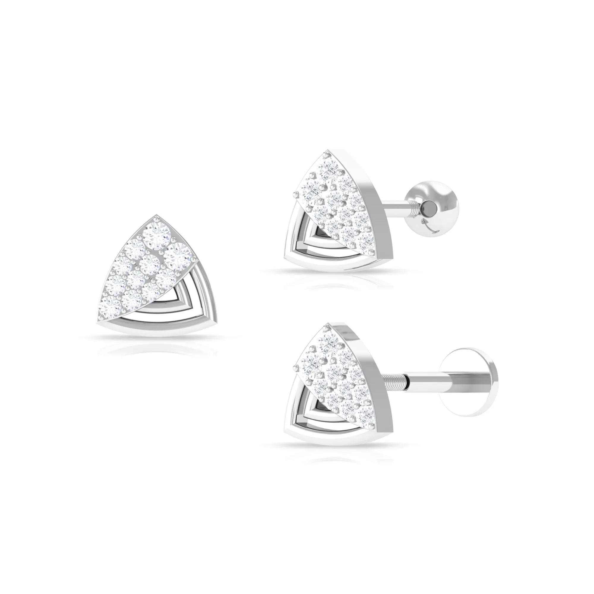 Minimal Moissanite Triangle Geometric Helix Earring