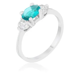 Miranna Three Stone Oval Aqua Engagement Ring | 1.5ct