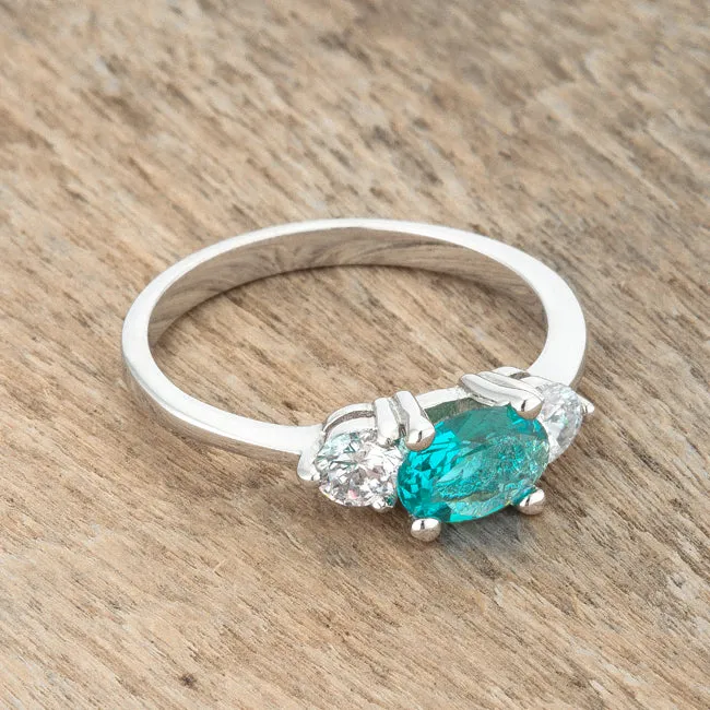 Miranna Three Stone Oval Aqua Engagement Ring | 1.5ct