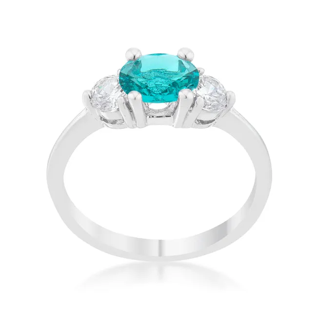 Miranna Three Stone Oval Aqua Engagement Ring | 1.5ct