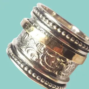 Modern Spinner Meditation ring , Israeli silver & Gold Bluenoemi Jewelry