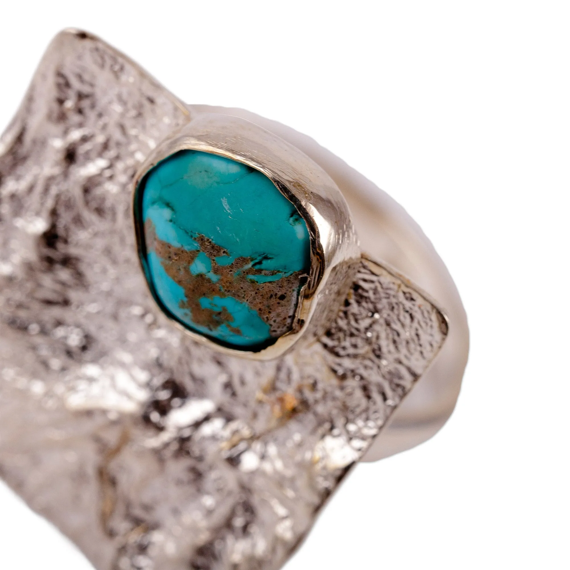 Modern Textured Square Reconstituted Turquoise Cocktail Ring - Dimensions of Hope | NOVICA