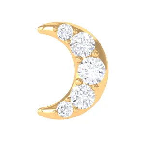 Moissanite Crescent Moon Helix Earring in Gold