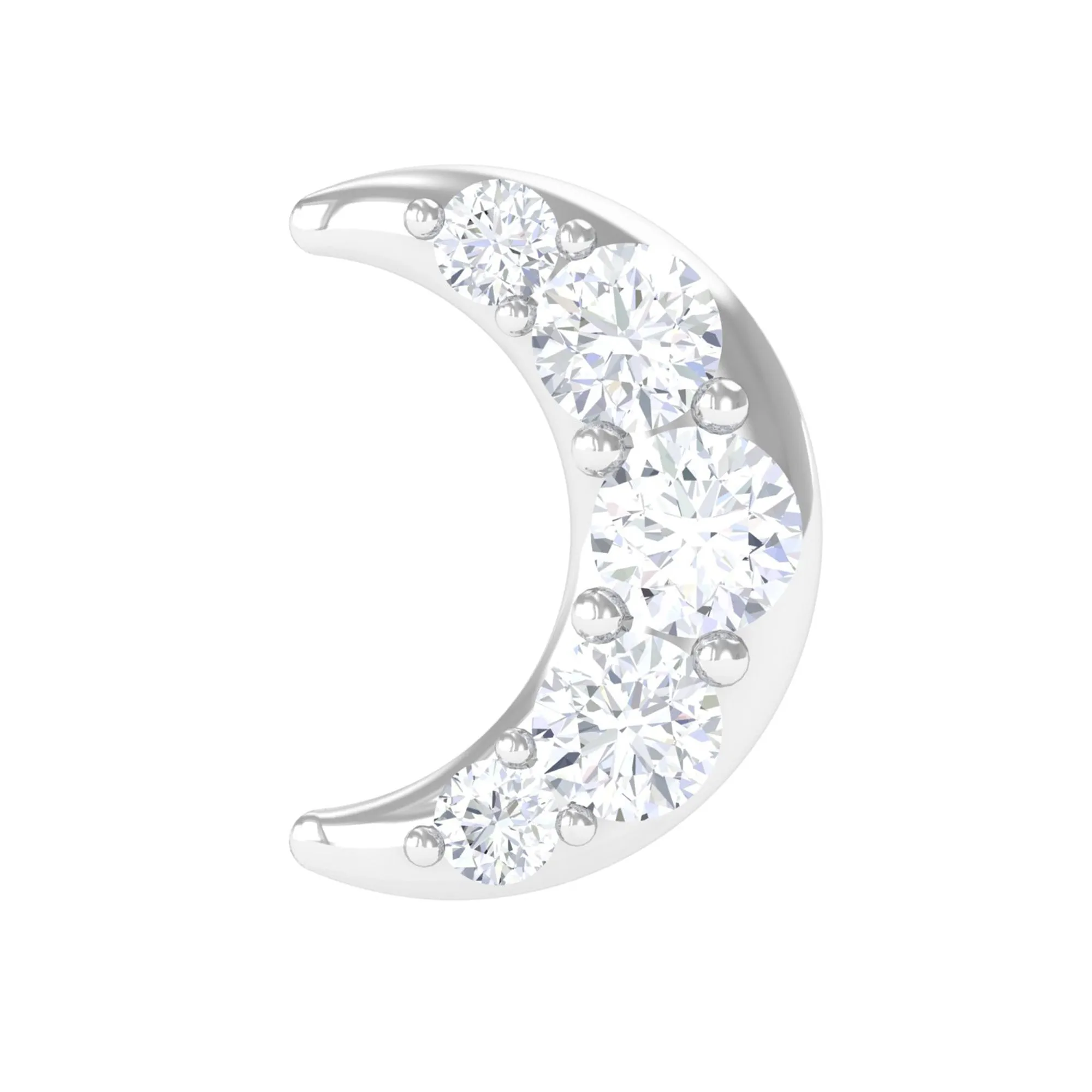 Moissanite Crescent Moon Helix Earring in Gold