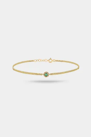 Mosaic Cuban Link Bracelet in Emerald and Diamond