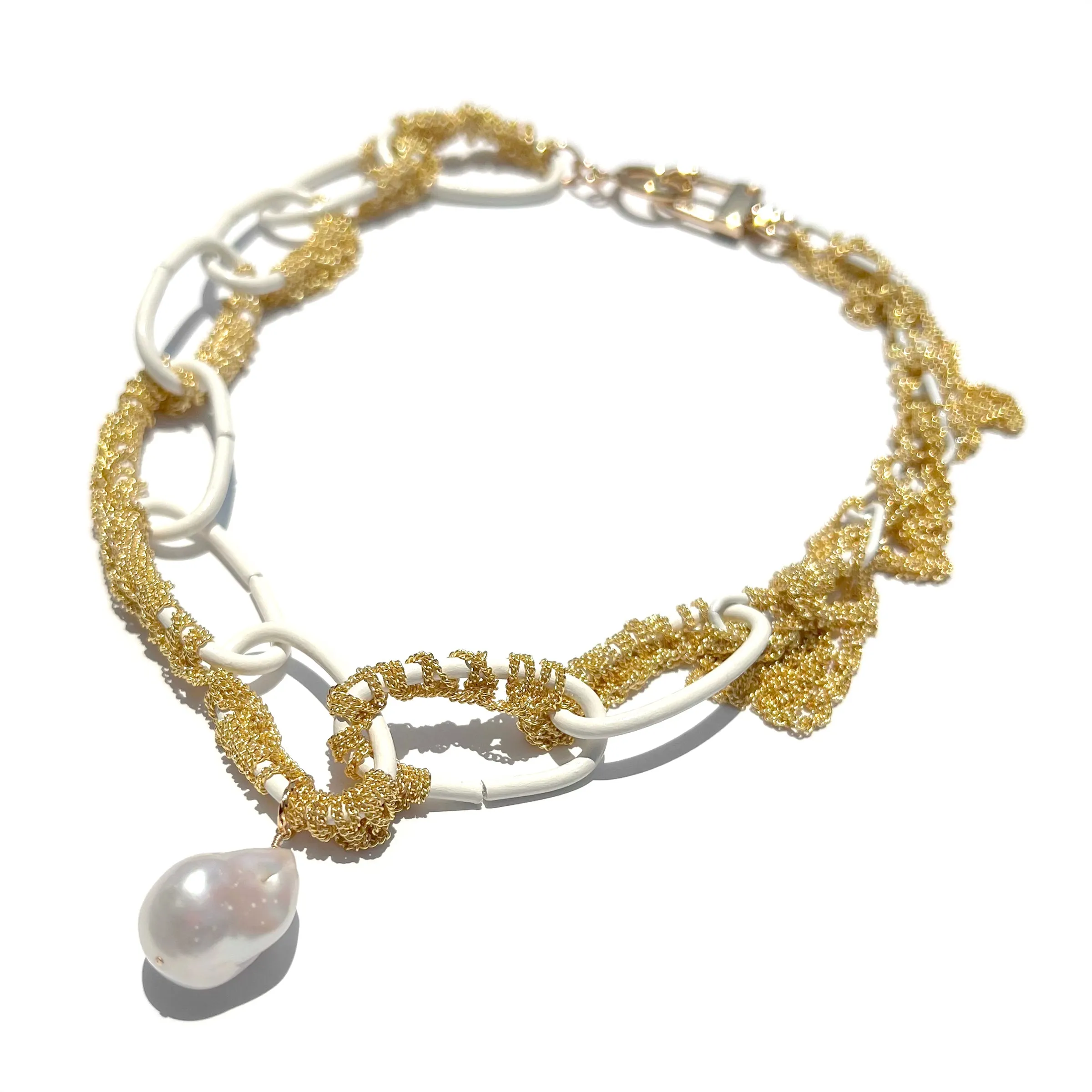 MPR x THE IMAGINARIUM: Gold Dust   White Baroque Pearl Chain Necklace