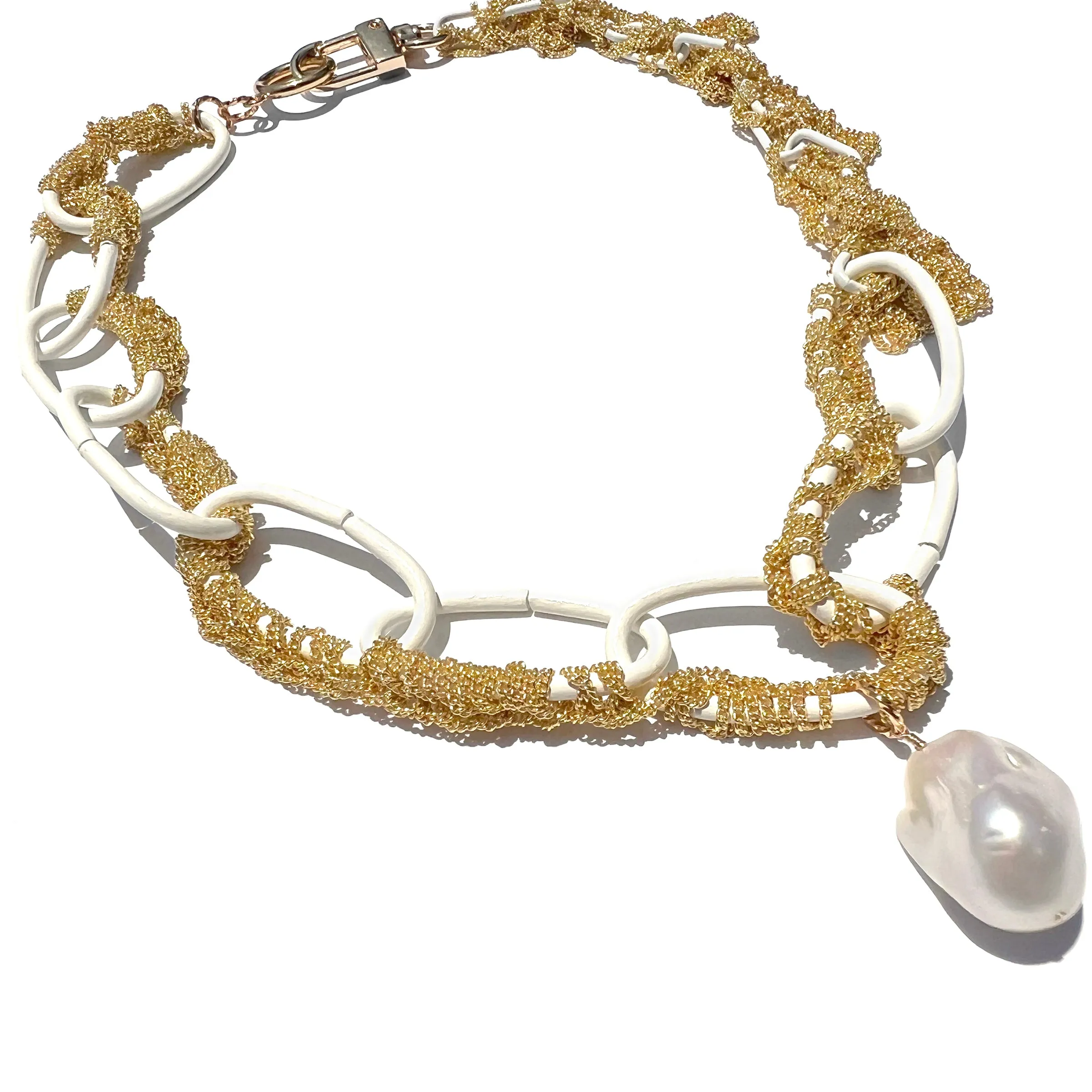 MPR x THE IMAGINARIUM: Gold Dust   White Baroque Pearl Chain Necklace