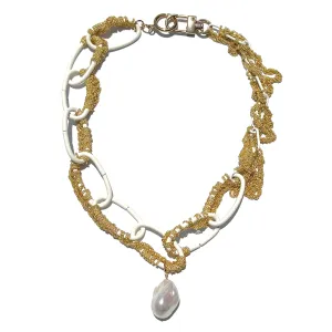 MPR x THE IMAGINARIUM: Gold Dust   White Baroque Pearl Chain Necklace