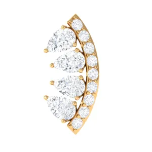 Natural Diamond Curved Cartilage Earring with Flat Back