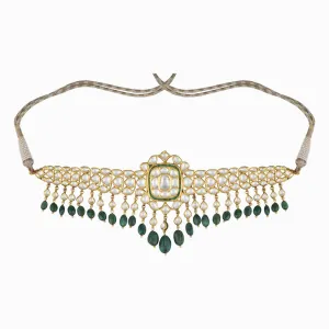 Necklace with Uncut Polki Diamond and Emerald Maniya-KMNE2272