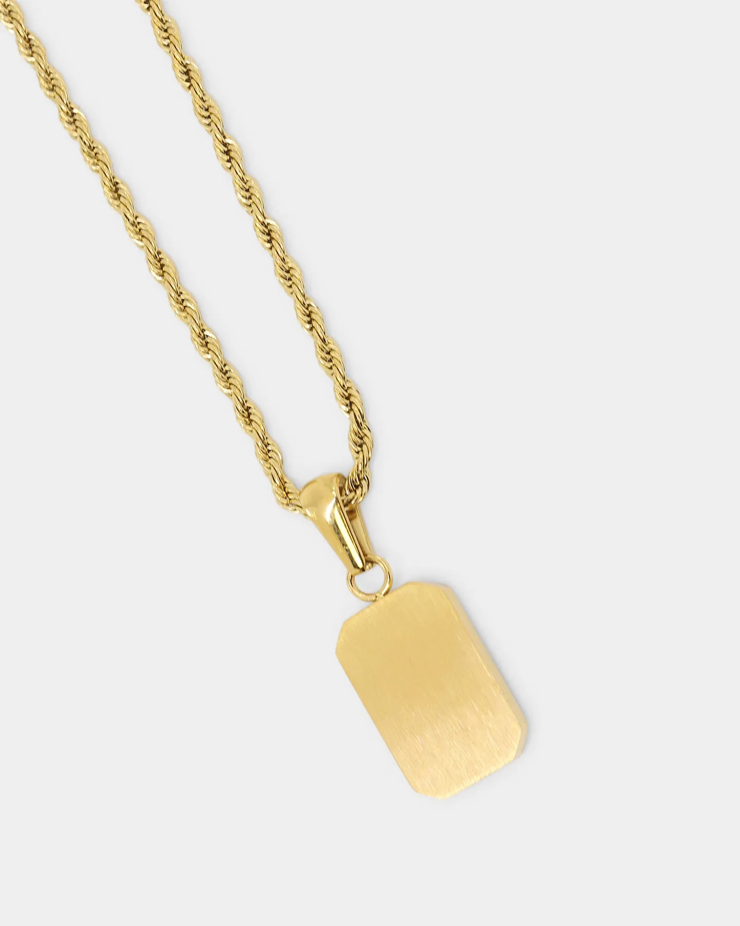 NXS Rectangle Stone Pendant Chain Gold/Black