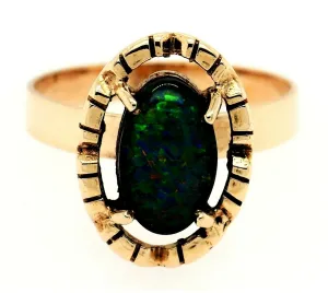 Opal Triplet Dress 9ct Yellow Gold Ring Fine Jewellery Blue Green Flashes