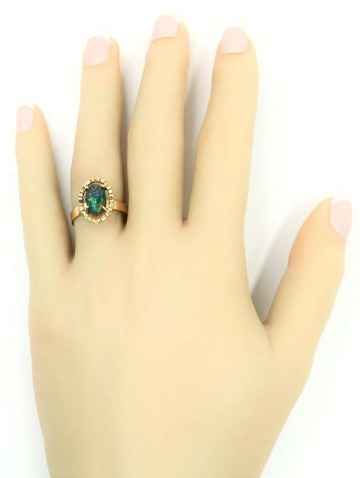 Opal Triplet Dress 9ct Yellow Gold Ring Fine Jewellery Blue Green Flashes